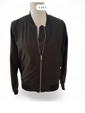 JODIFL Black Bomber Jacket with Silver Zipper